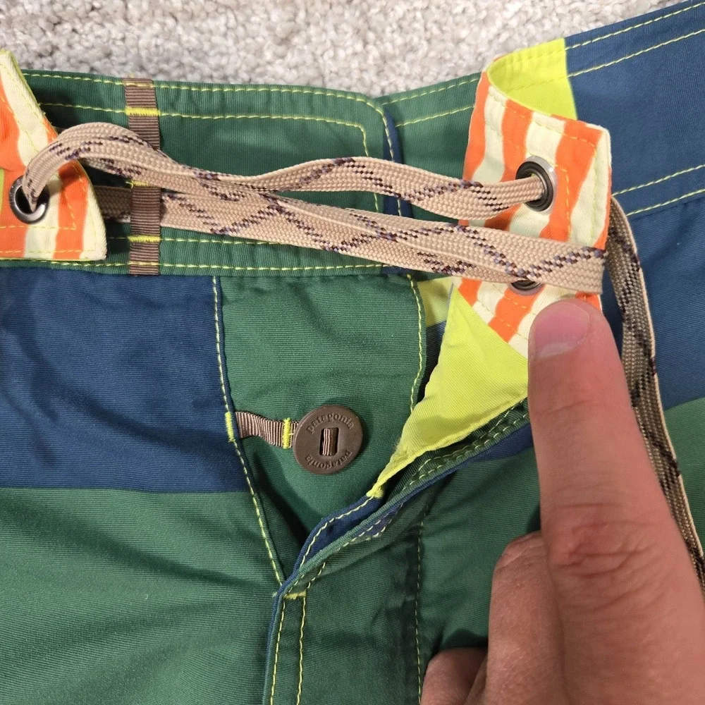 Patagonia Board Shorts Mens 34 Wavefarer colorful Striped Swim Trunks not lined